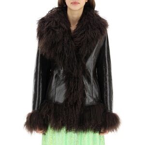 Vintage Black Fur & leather Coat